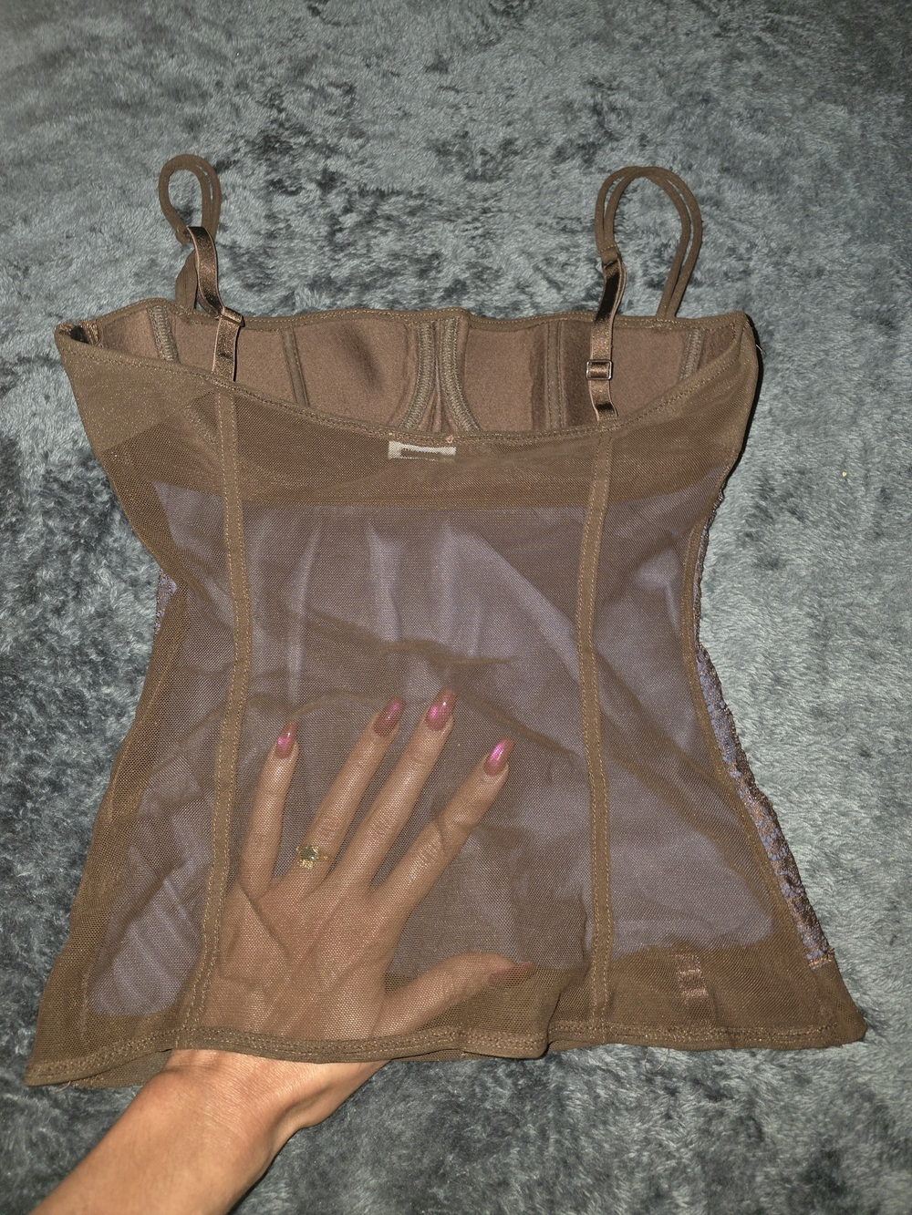 intimissimi Brown Lace-Trim Camisole with Built-In Cups - Picture 6 of 8